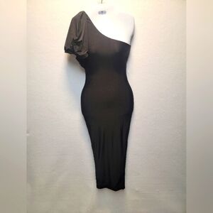 NAKED WARDROBE XS One shoulder black bodycon dress